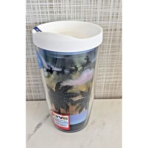 Tervis Tumbler 16 Oz Florida Christmas Lights Palm Trees Rudolph White Lid UU